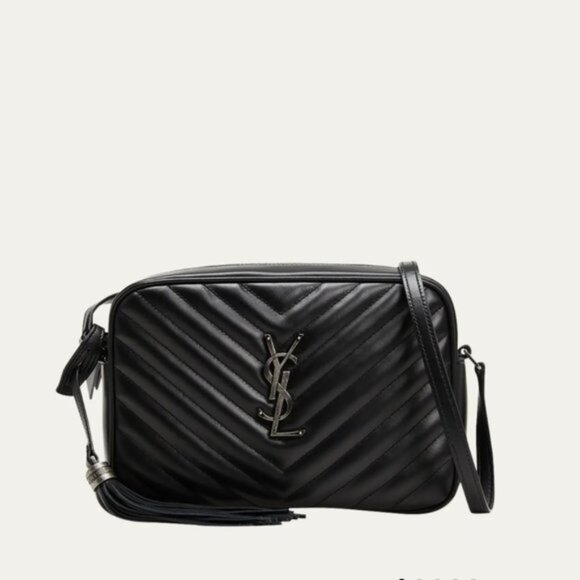Yves Saint Laurent Handbags - Saint Laurent Lou Matelassé Leather Camera Crossbody HandBag Black Silver Hardw